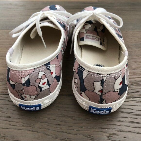 Keds Canvas Softerra Cushion Lace Up Sneakers w Face Graphics Pink Grey Sz 9 - Picture 3 of 10